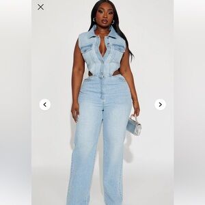 Fashion Nova Light Blue  Jean jumpsuit